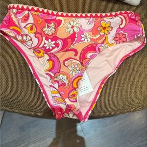 CUPSHE vivid,floral,crochet small high waisted fully lined bikini bottoms‎ NWT